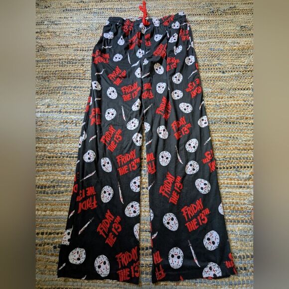Friday the 13th Jason Voorhees Pajama Pants Men’s L Horror Sleep Lounge Black Re - Picture 2 of 9